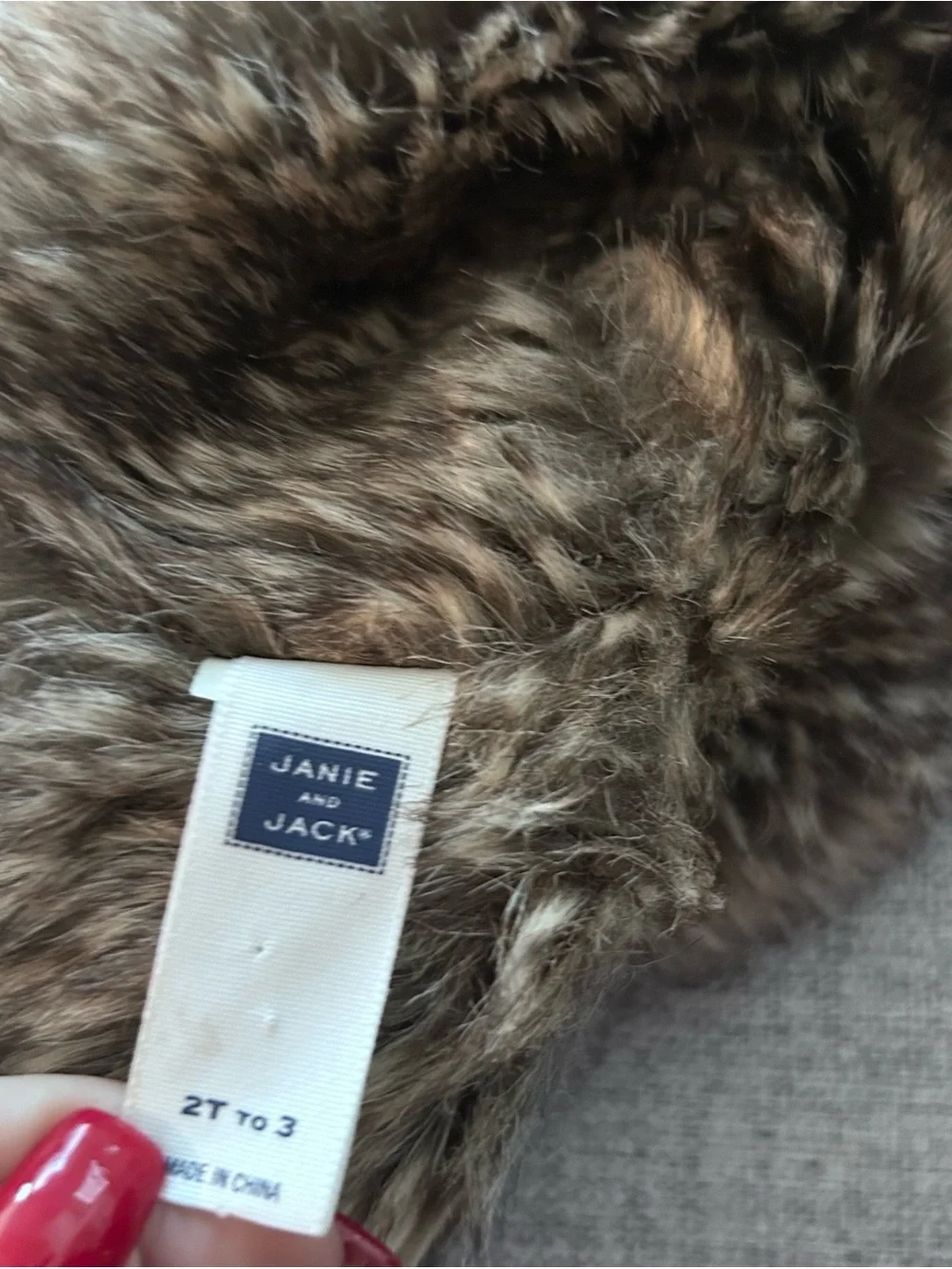 Janie and Jack Faux Fur Russian-Style Trapper Hat in Brindle Brown Size 2/3T